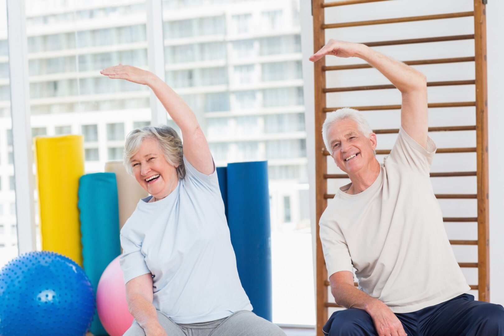 old couple doing exercise